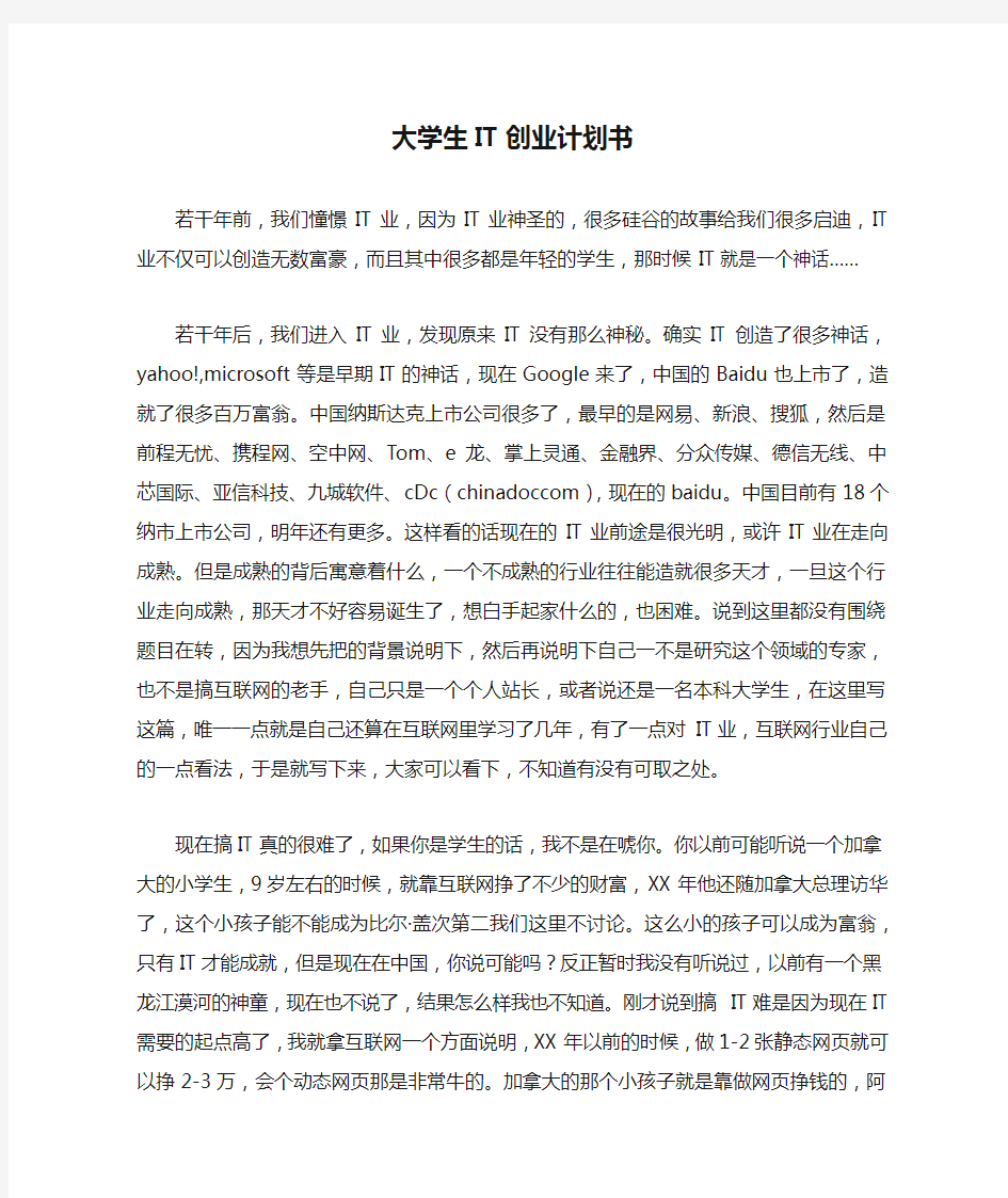 大学生IT创业计划书.docx