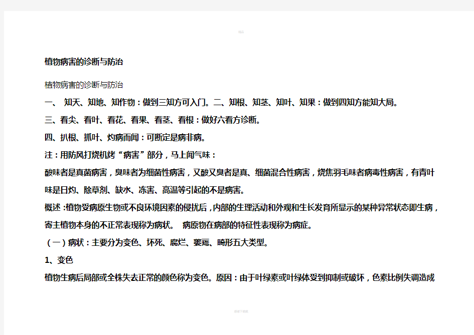 植物病害的诊断与防治