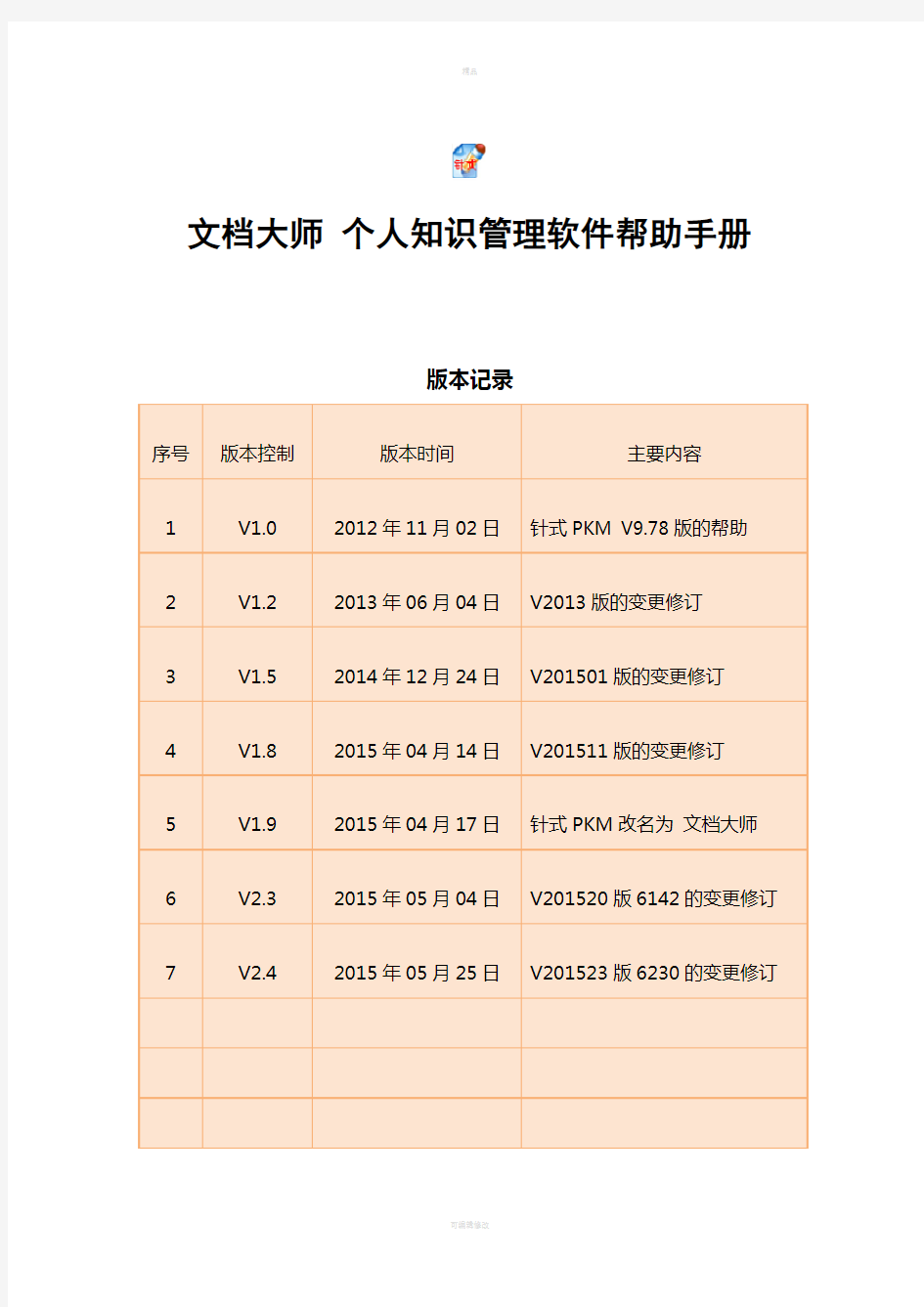 个人知识管理软件-文档大师-V2015-帮助手册-V2.6