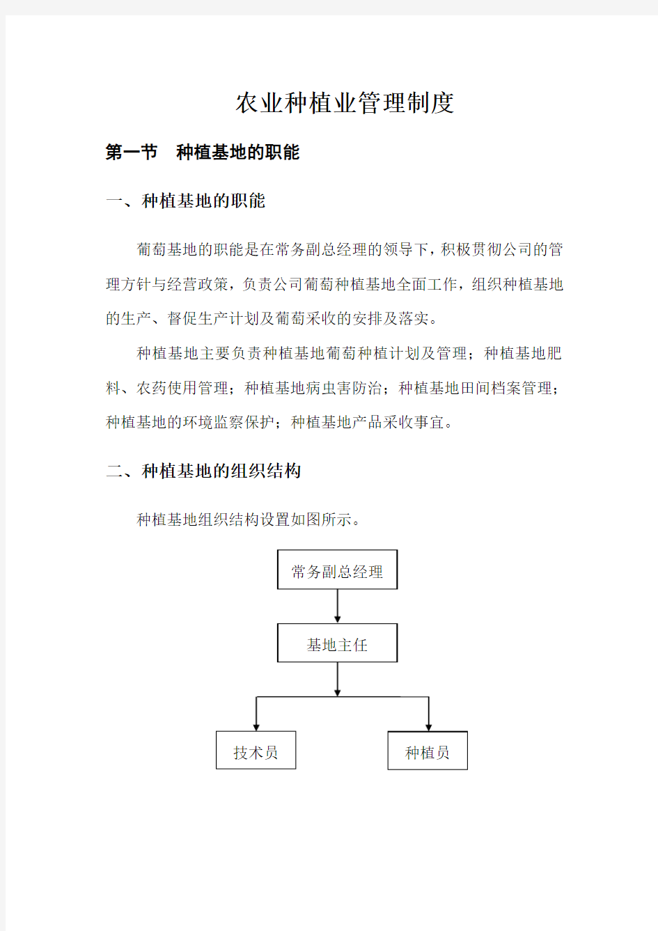 农业种植业管理制度