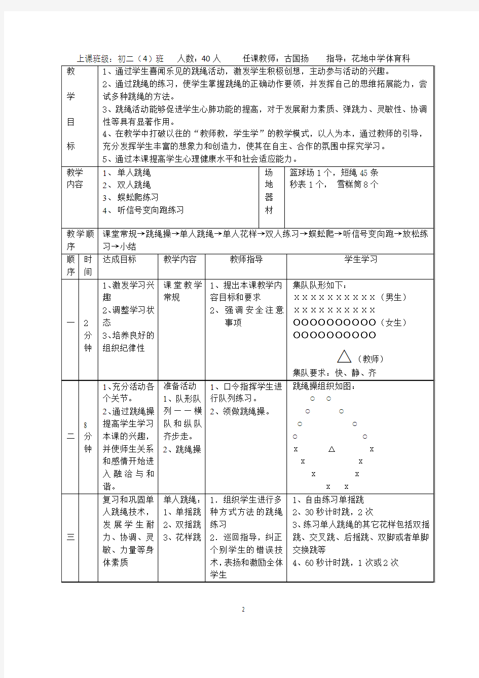 跳绳教学设计