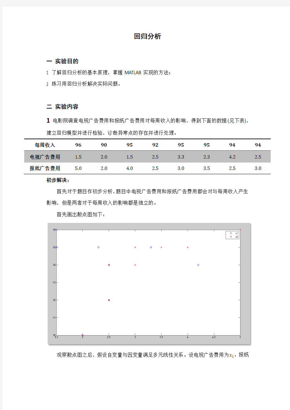 数学实验第10次作业_回归分析