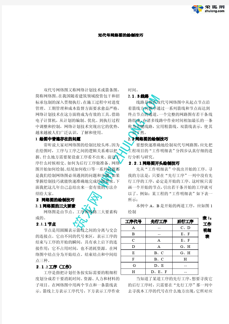 双代号网络图的绘制技巧