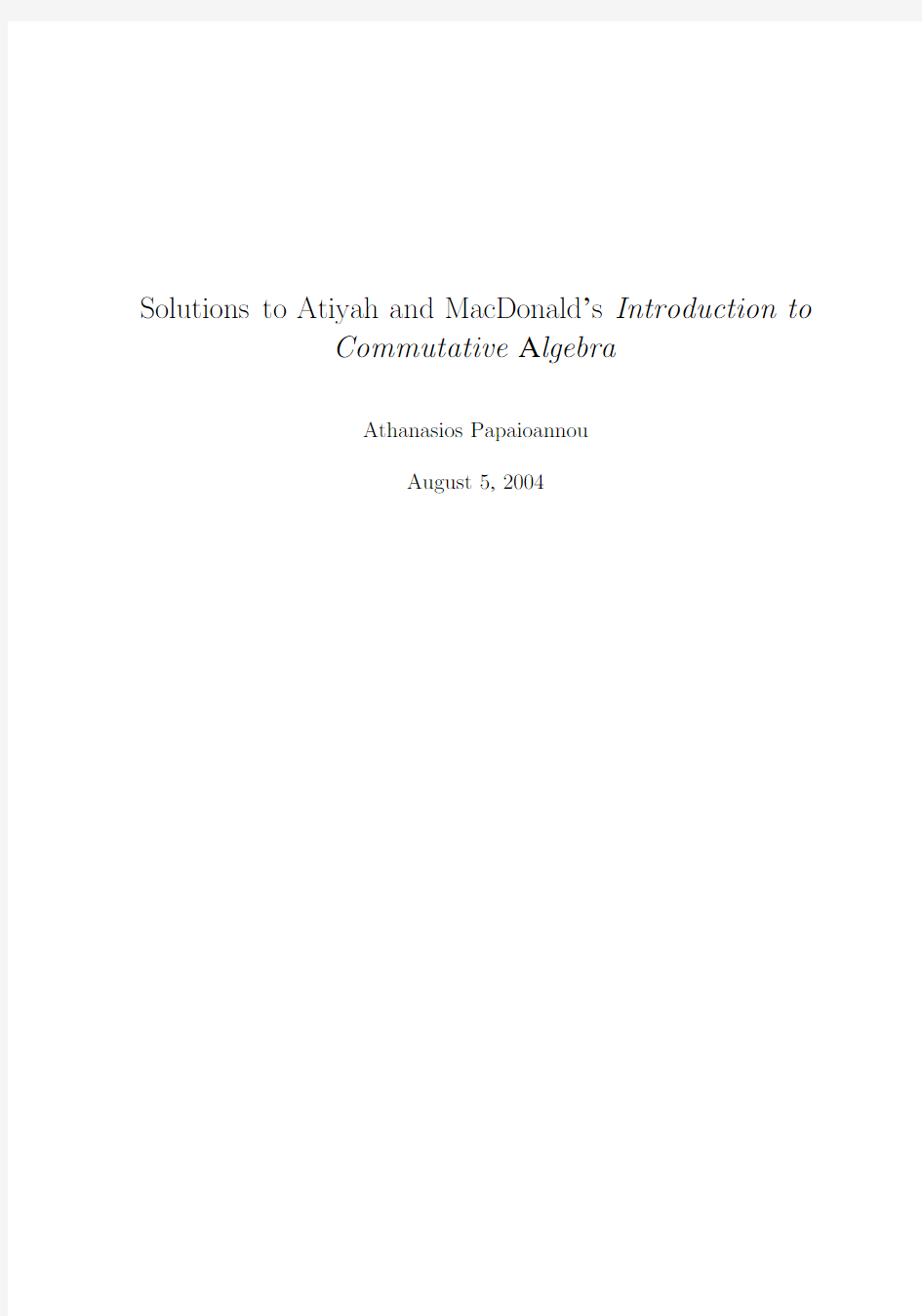 答案introduction to commutative algebra  solutions