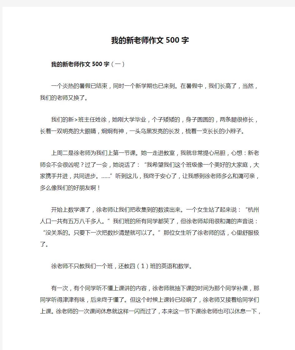 我的新老师作文500字