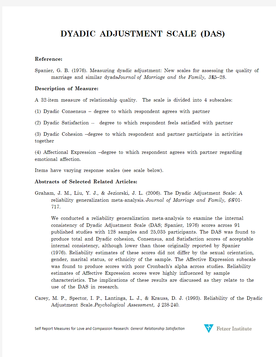 Dyadic Adjustment Scale