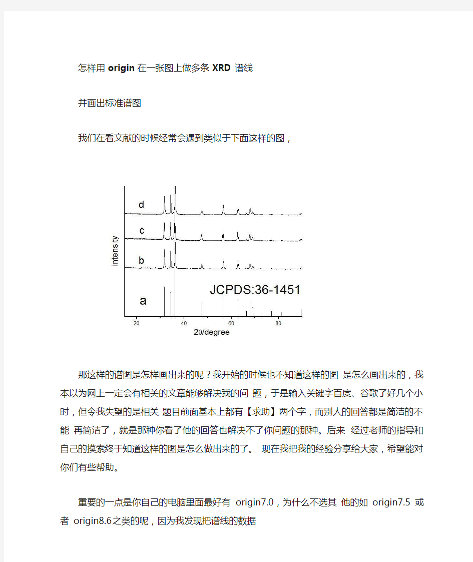 怎样用origin在一张图上做多条XRD谱线并画出标准谱图