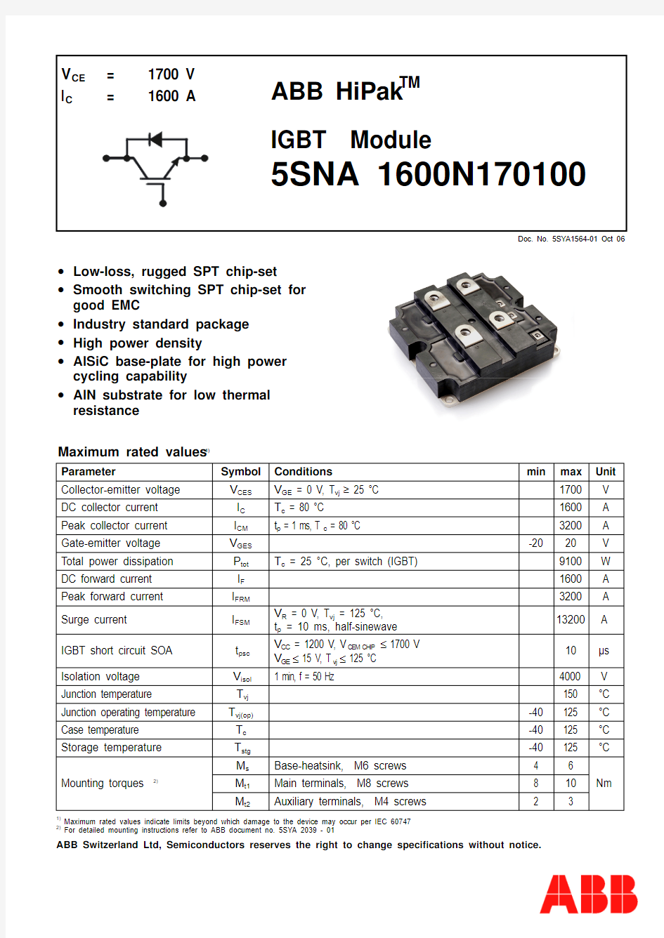 5SNA 1600N170100_1700_1600-ABB