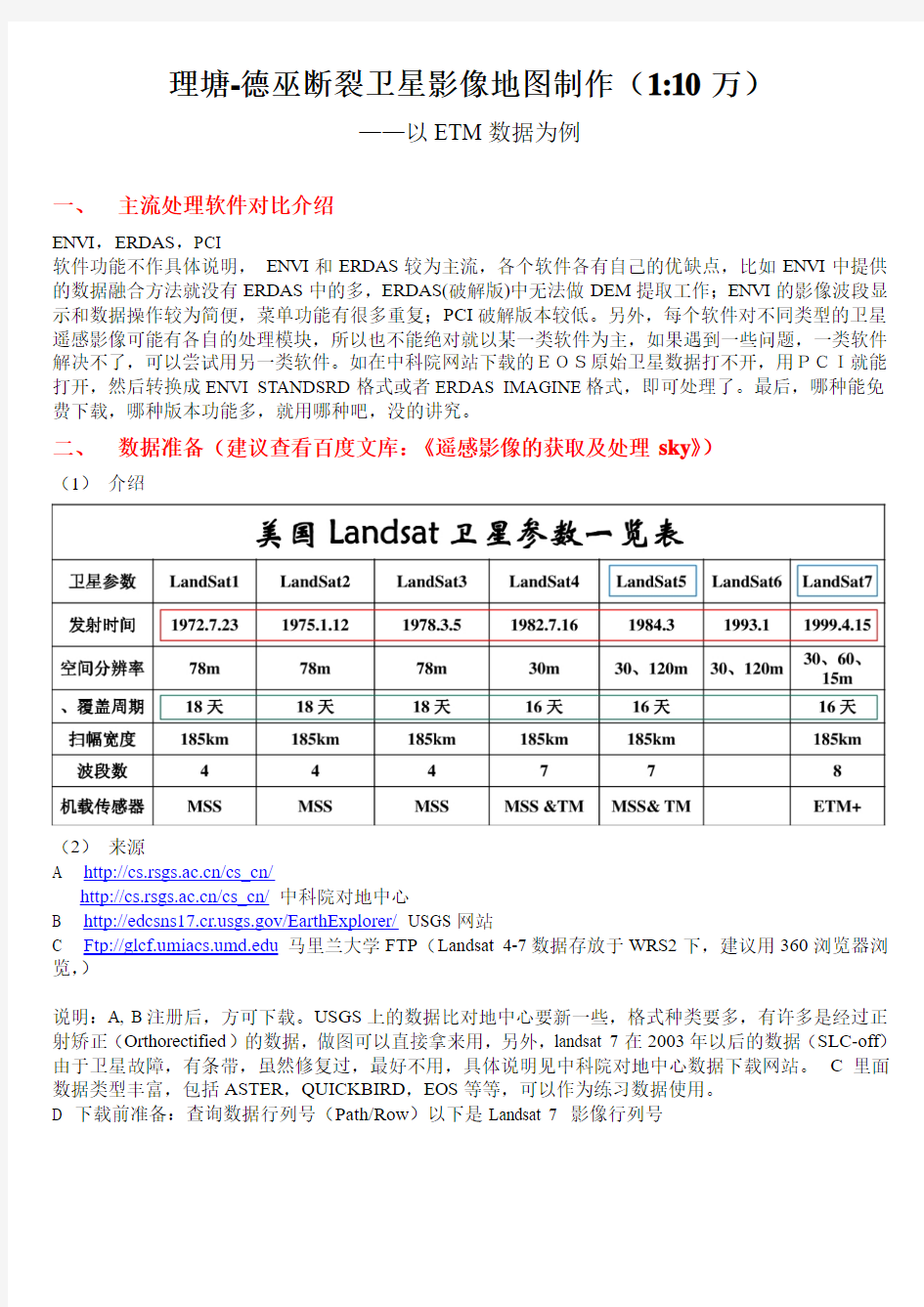 遥感影像成图步骤—以ETM为例