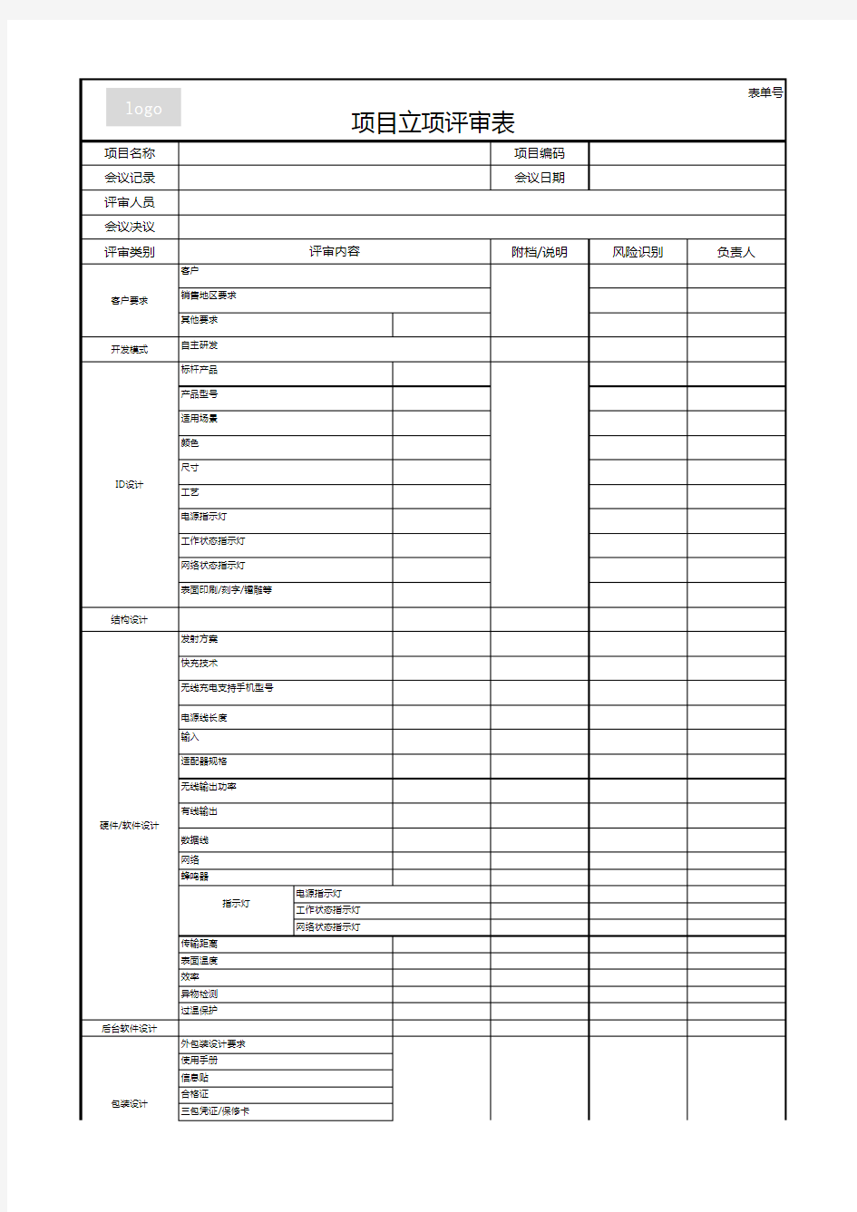 项目立项评审表