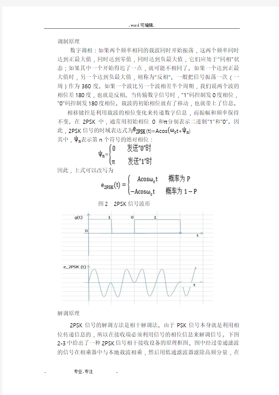 MATLAB_2psk通信系统仿真报告