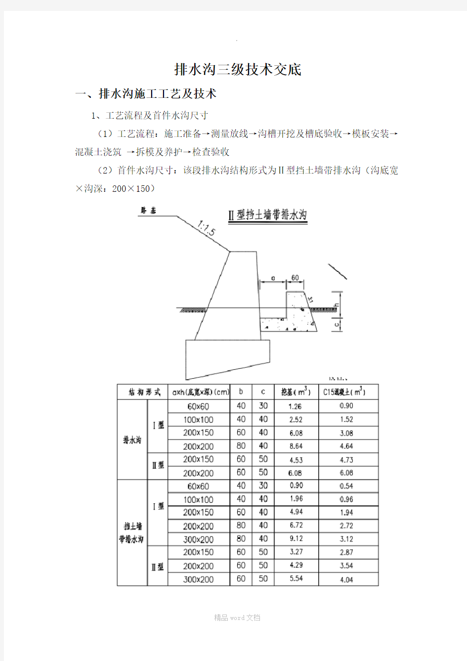 排水沟三级技术交底