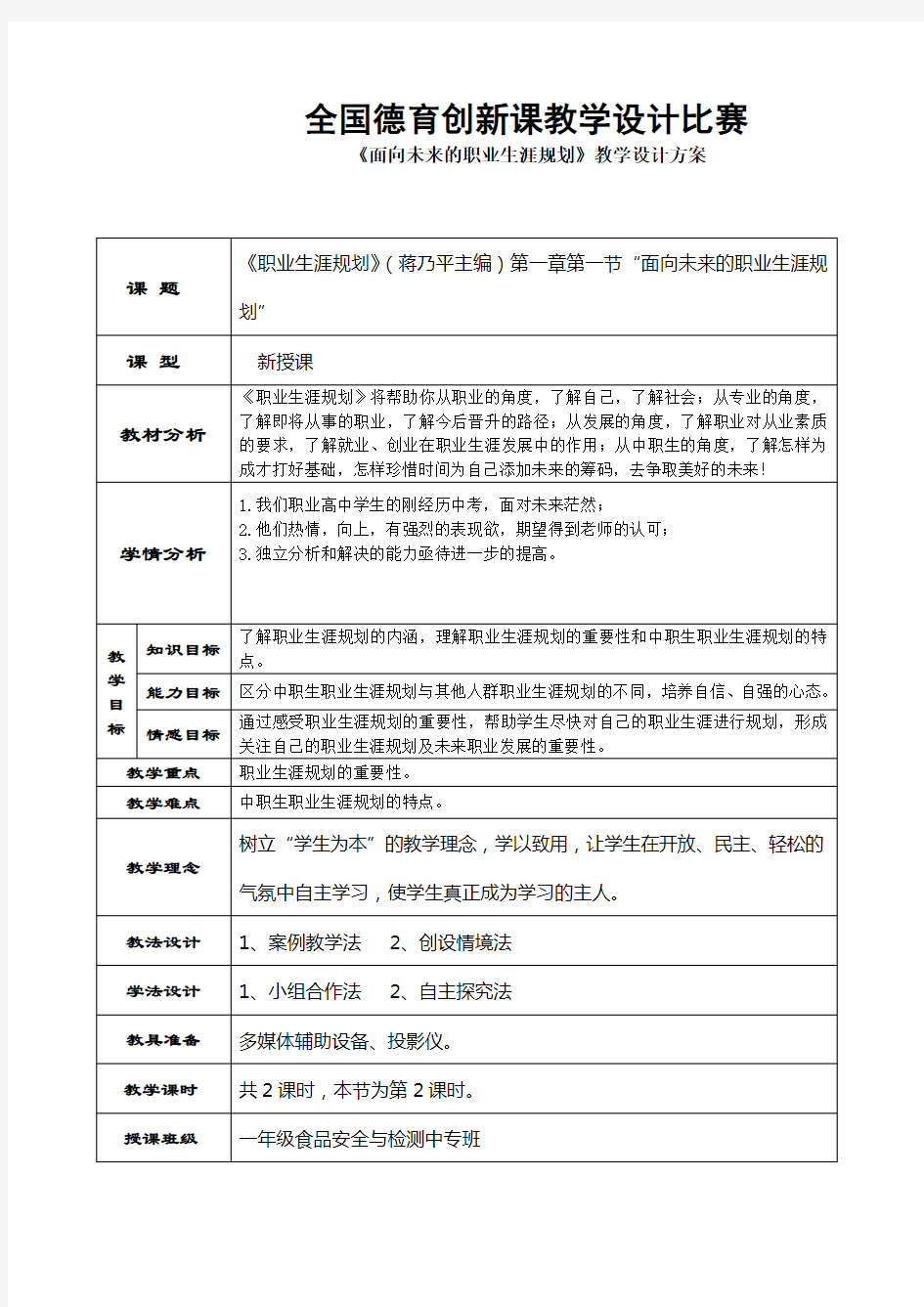 职业生涯规划教案01350