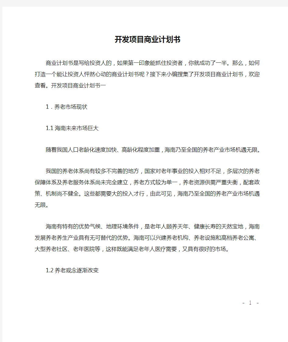 开发项目商业计划书