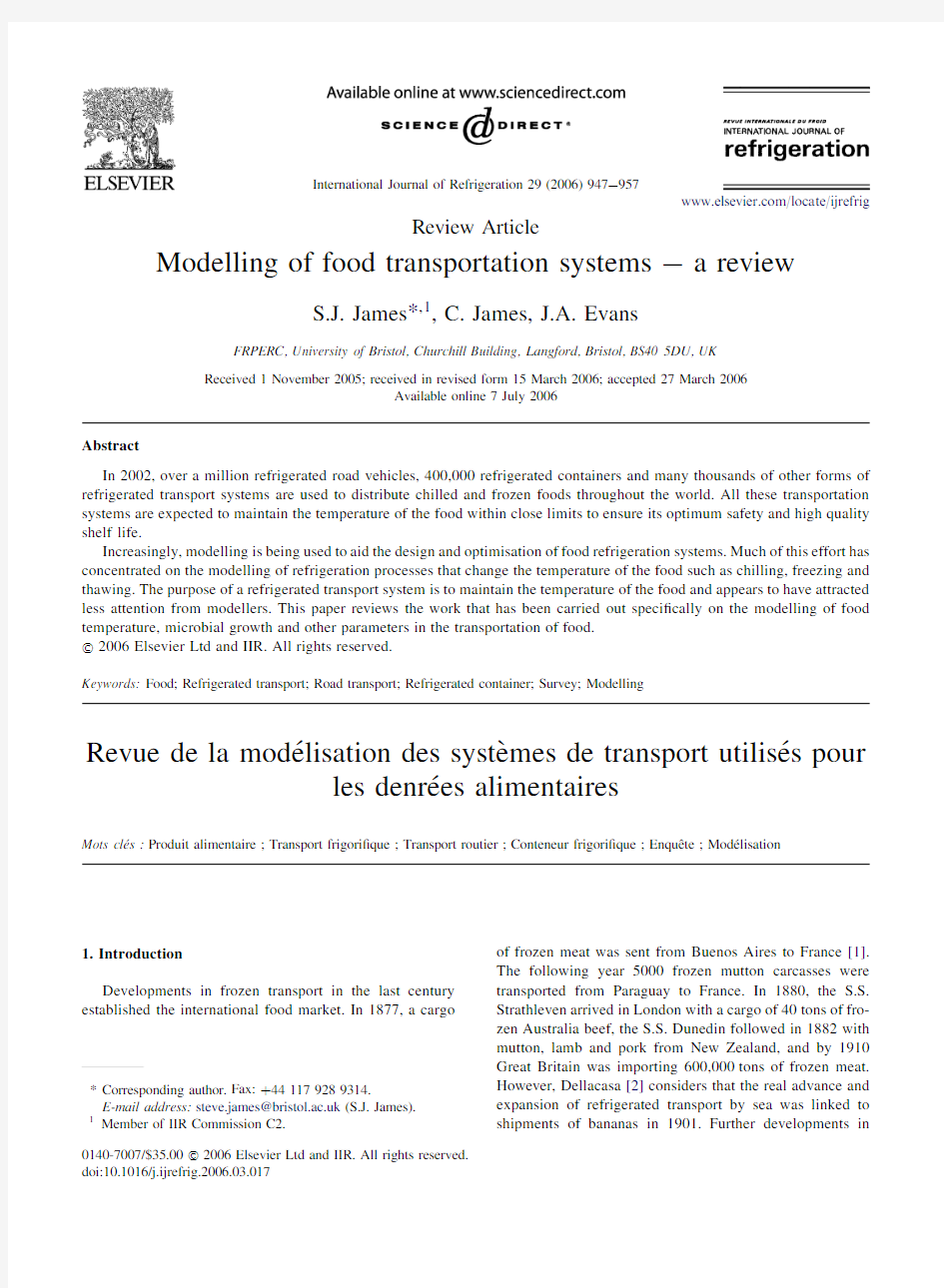 Modelling of food transportation systems – a review