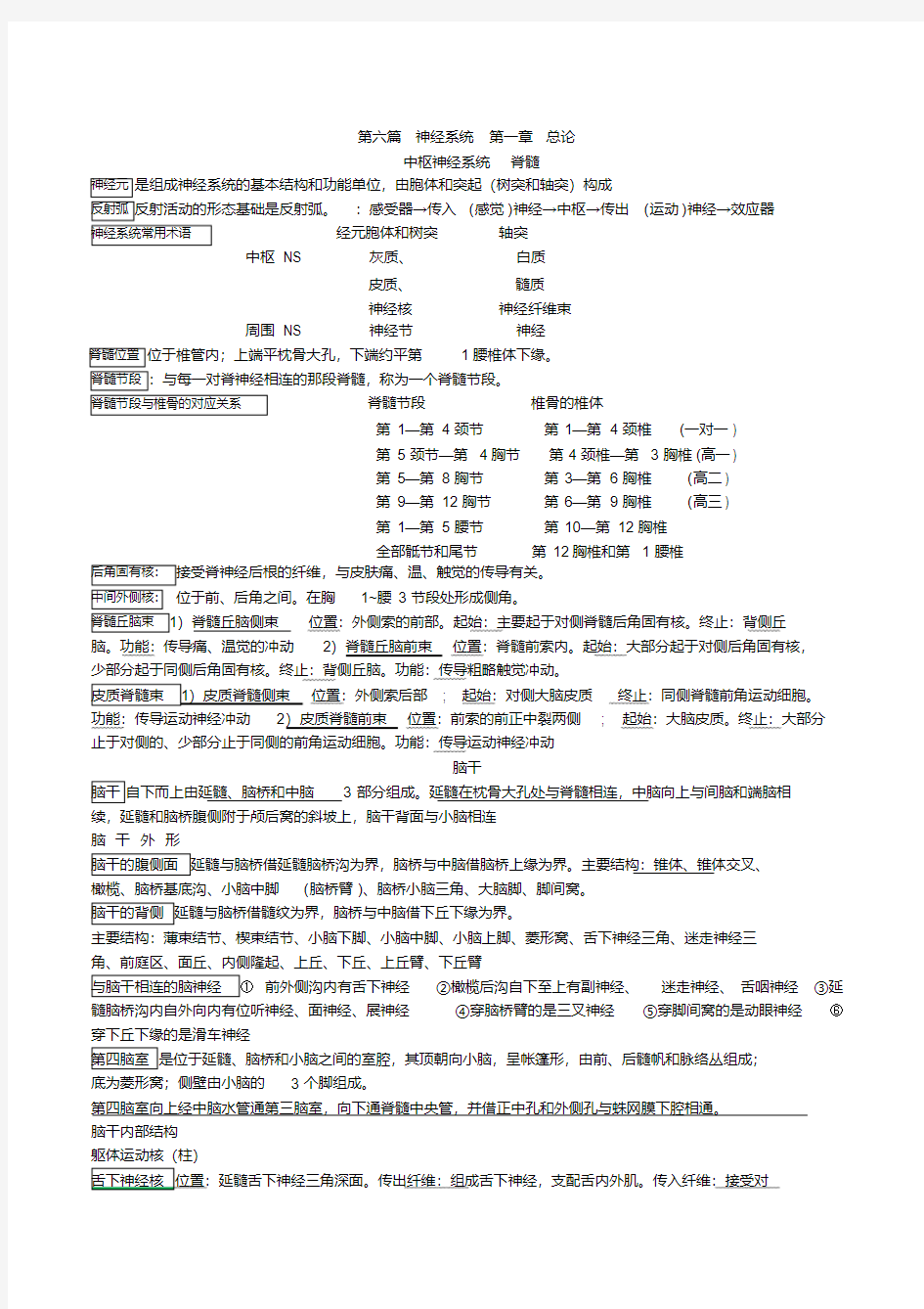 中枢神经系统知识点.pdf