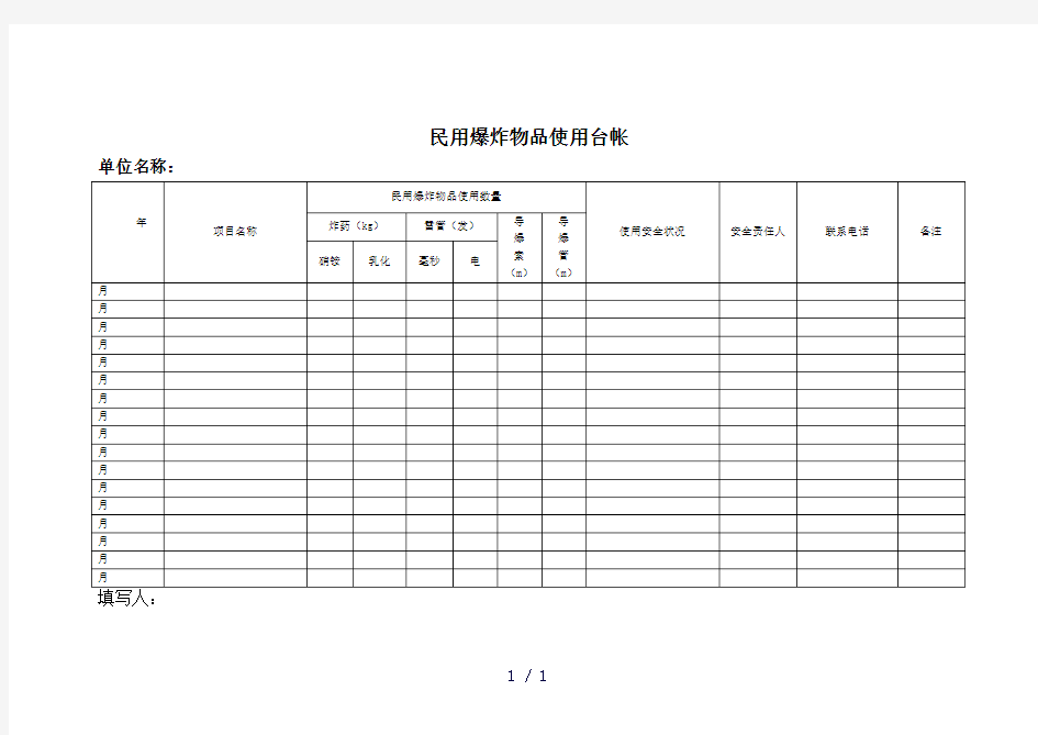 民用爆炸物品16种台帐