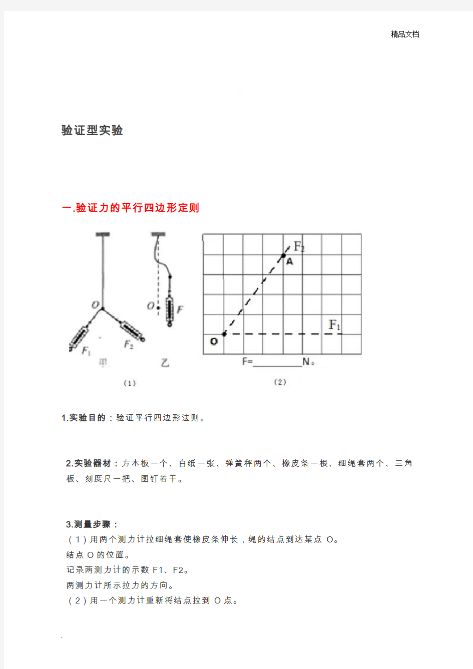 高中物理必考实验