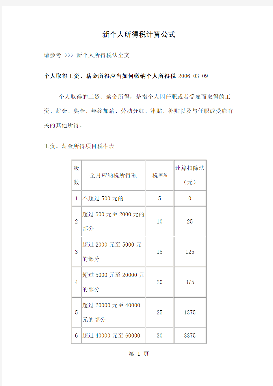 新个人所得税计算公式共22页word资料