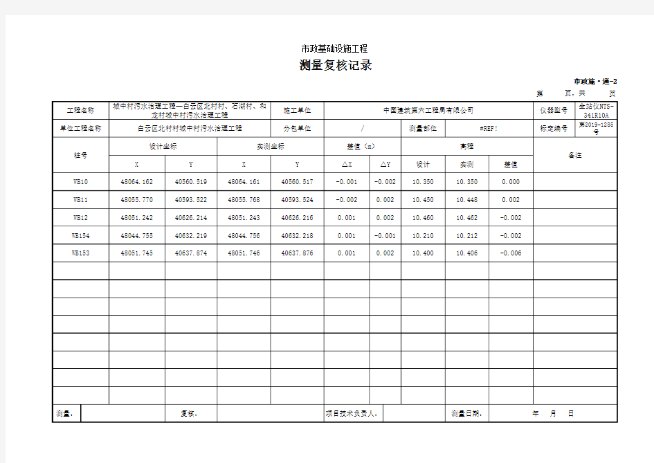 测量复核记录