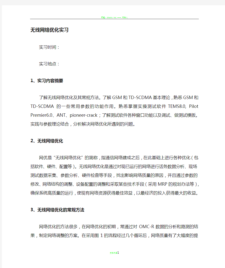 网络优化实习报告