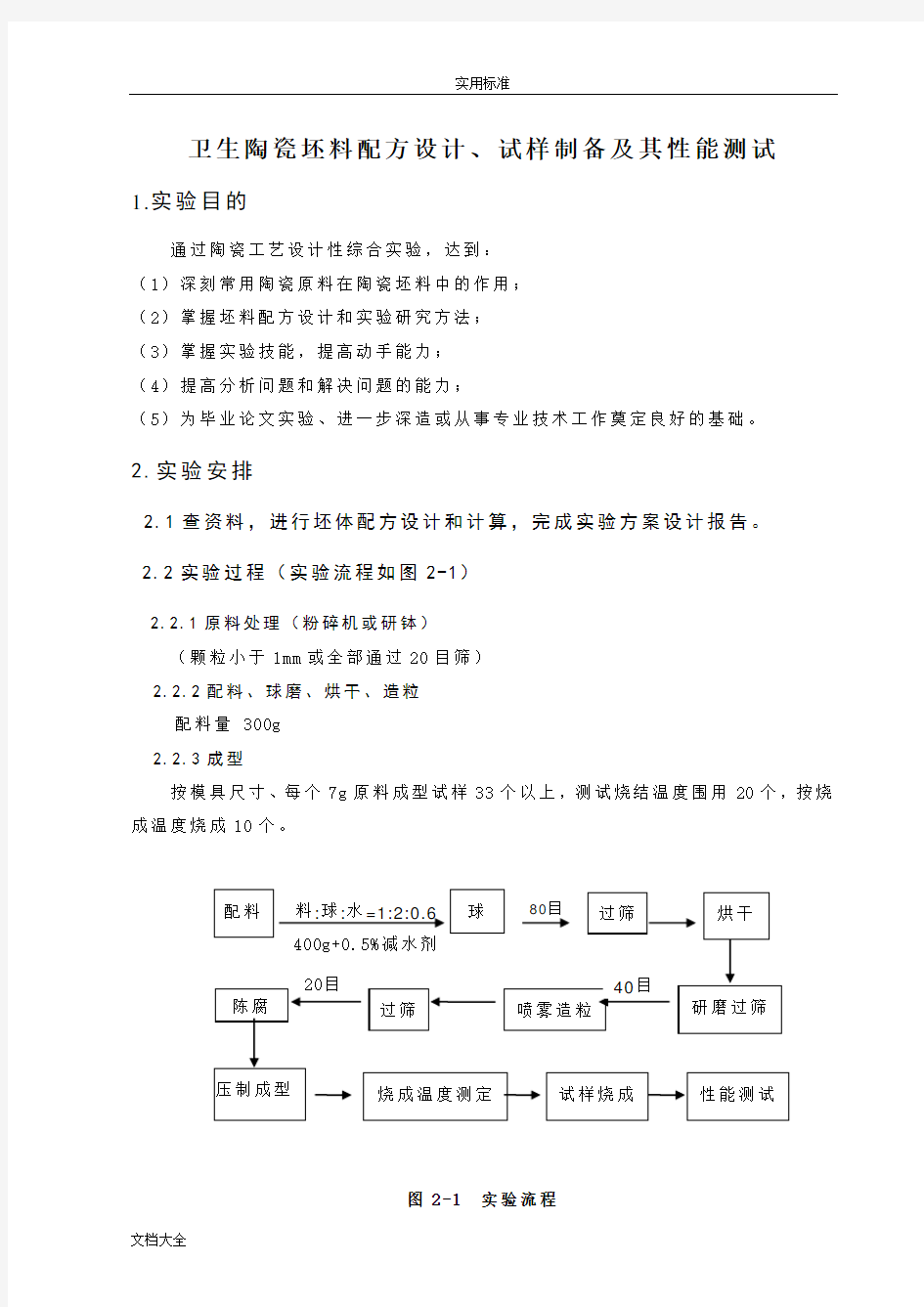 卫生陶瓷坯料配方设计