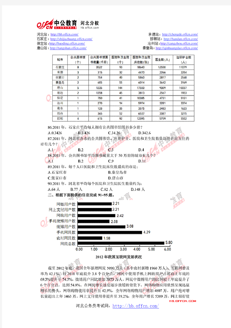 2013年河北省公务员考试行测真题及答案：资料分析部分
