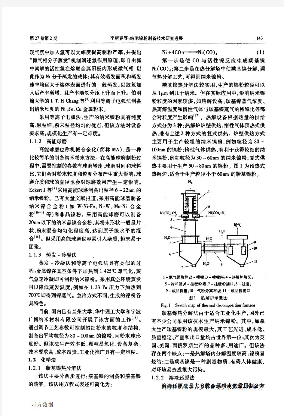 纳米镍粉制备技术研究进展