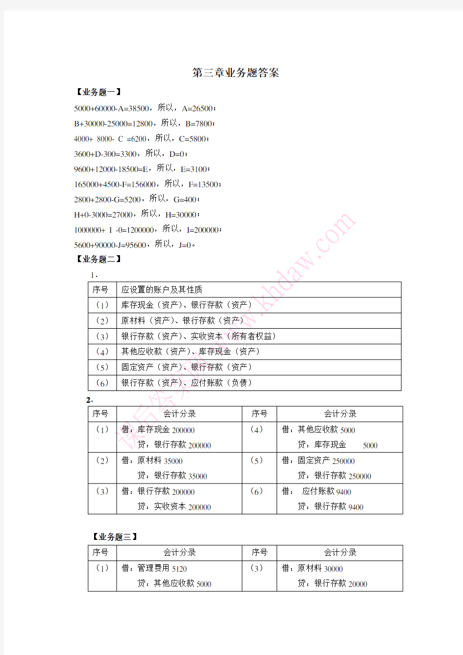 会计学原理 第二版 (邵瑞庆 杨家亲 张海霞 著) 立信会计出版社 课后答案2