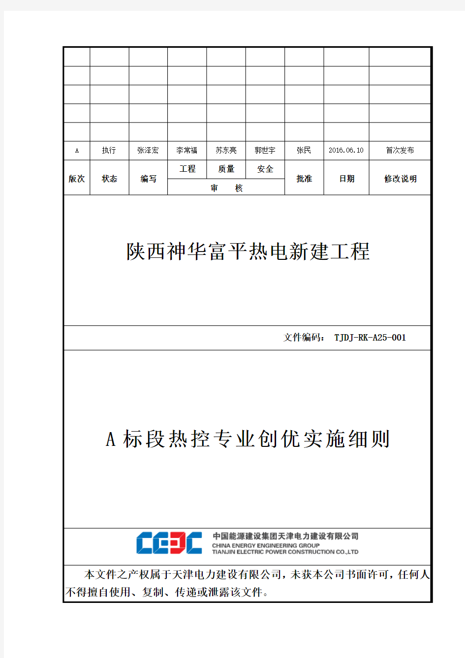 富平创优实施细则-热控专业