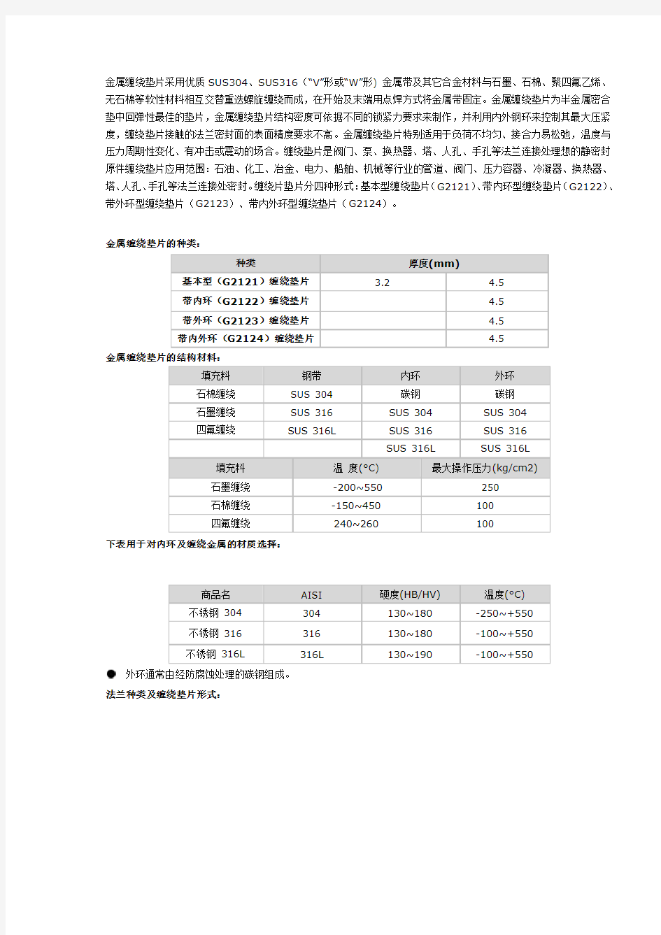 缠绕式垫片