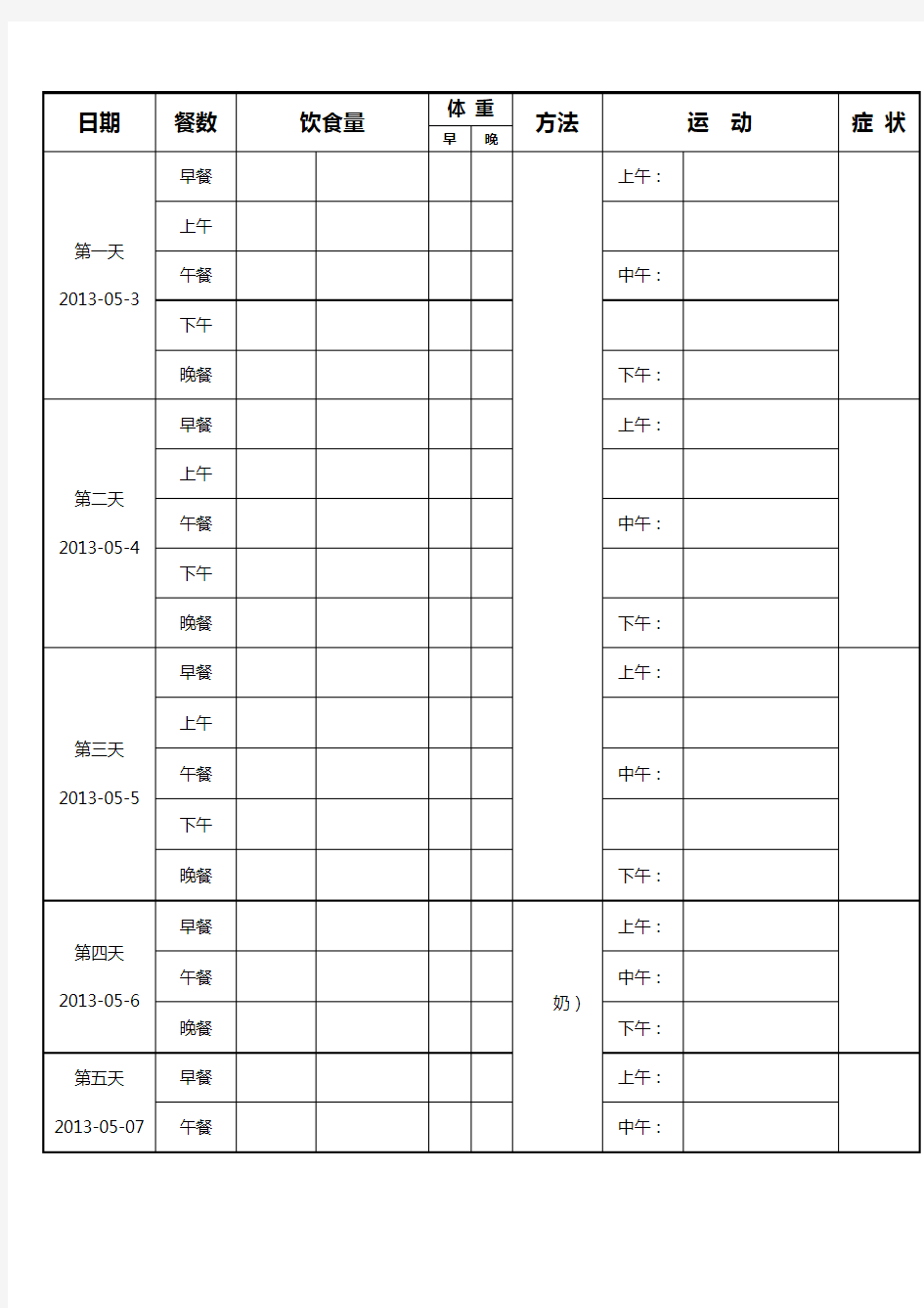 减肥计划表格(很实用)