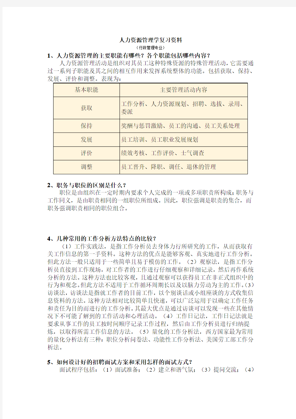 人力资源管理复习资料(新)