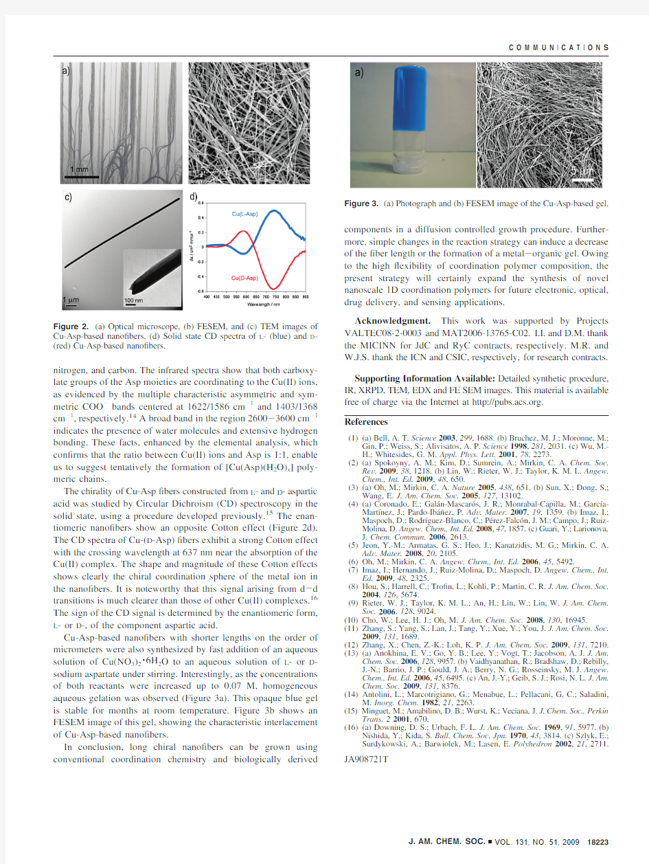 Amino Acid Based Metal-OrganicNanofibers