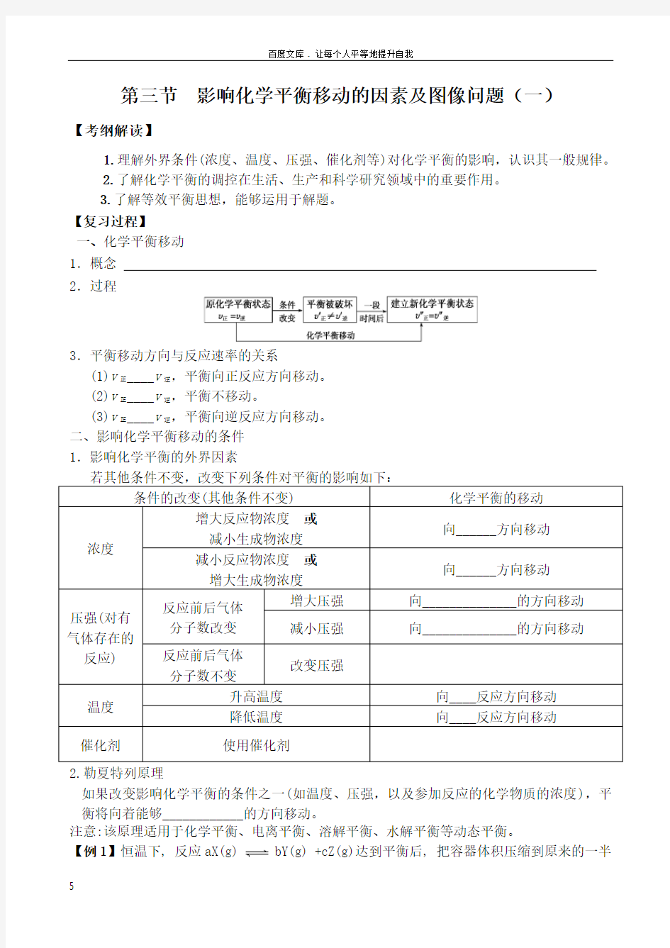 影响化学平衡移动的因素及图像问题