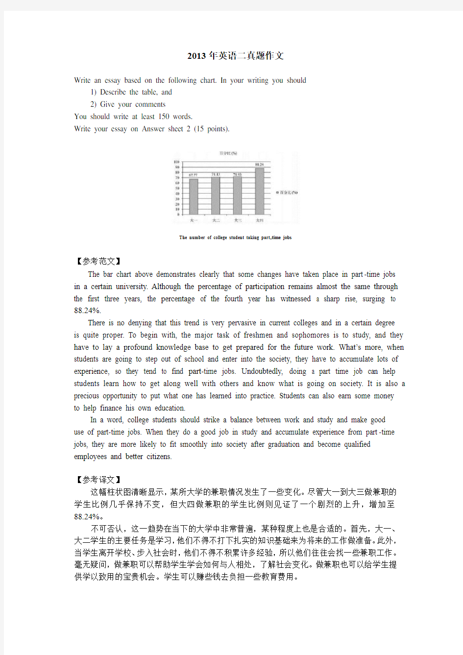 2013年英语二真题作文