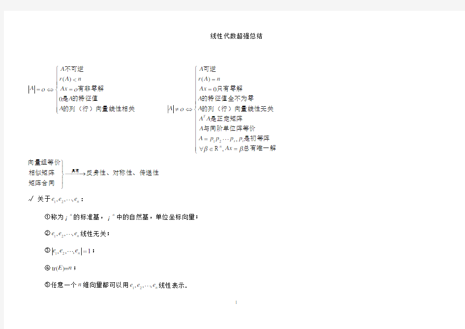 (完整word版)线性代数超强的总结(不看你会后悔的)