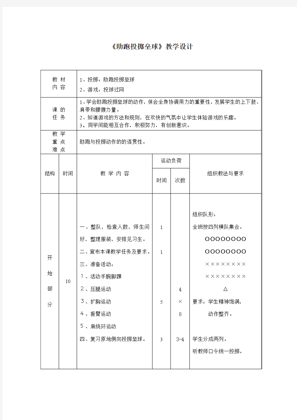 小学体育_助跑投掷垒球教学设计学情分析教材分析课后反思