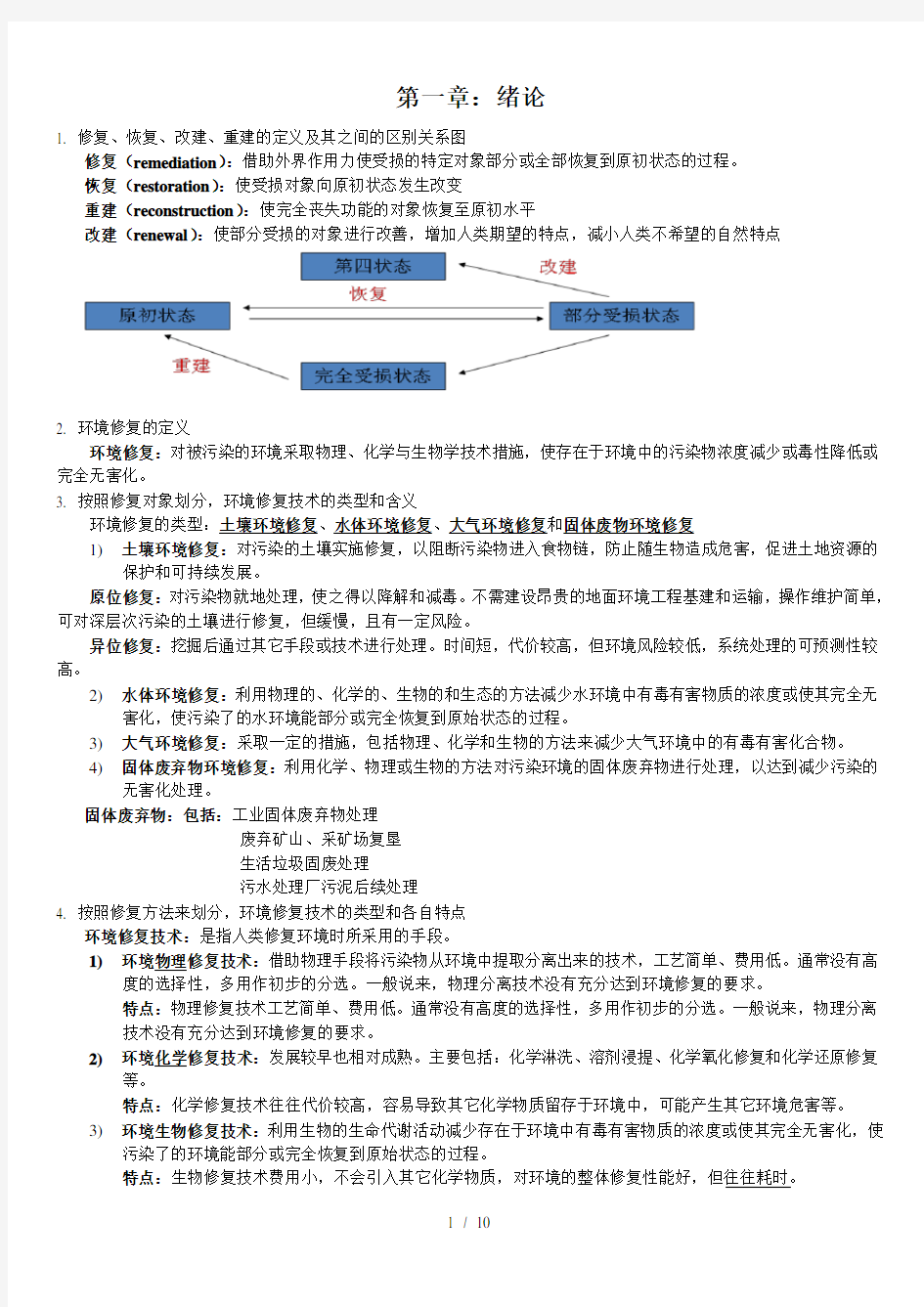 复习重点概要环境污染修复技术