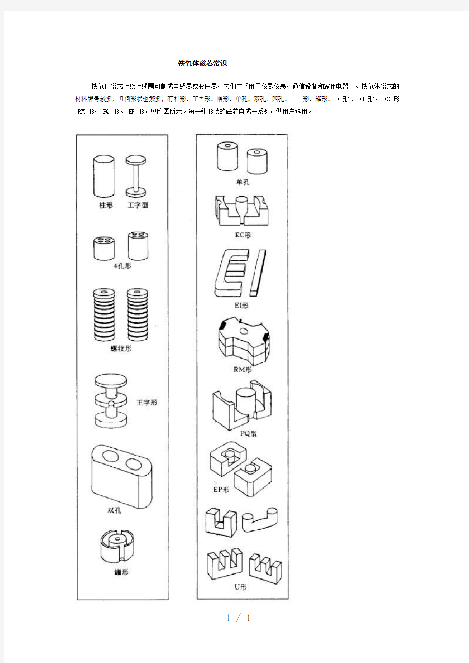铁氧体磁芯常识word版