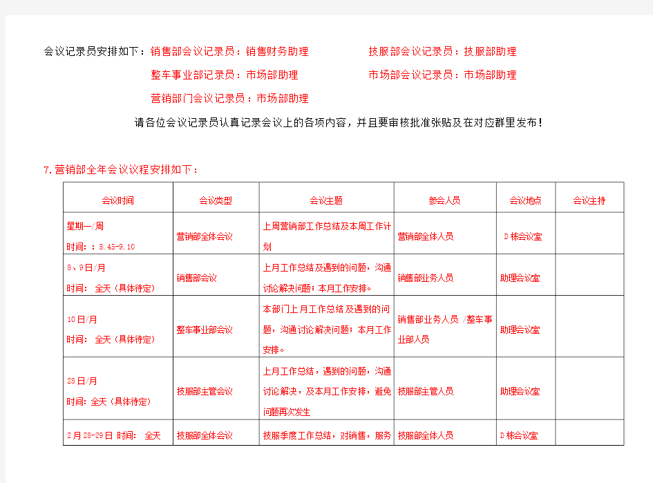 营销部会议管理制度