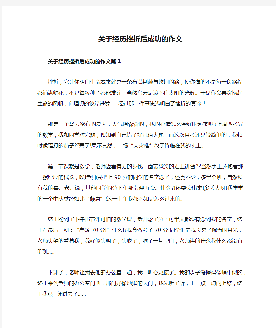 关于经历挫折后成功的作文