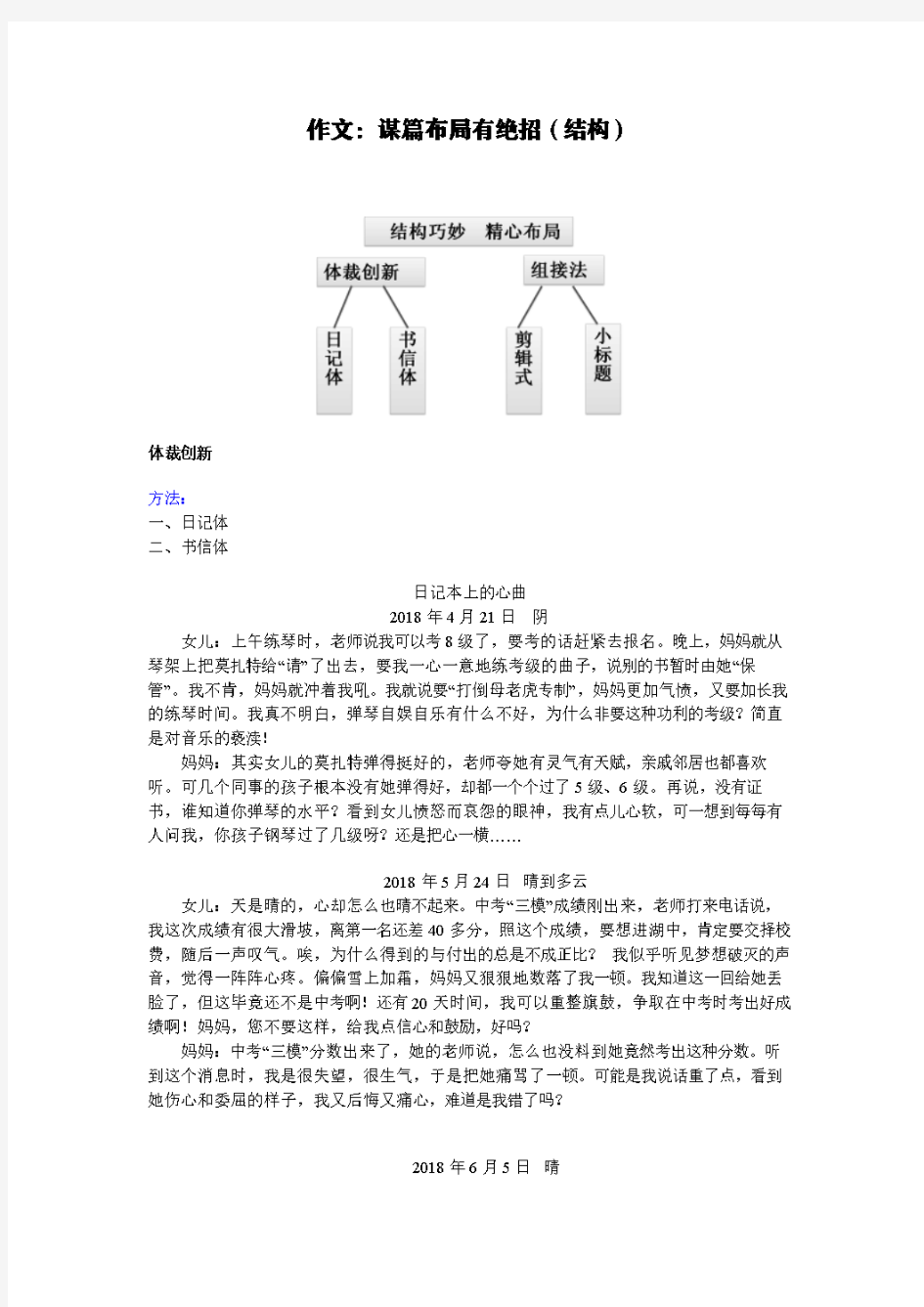 全国通用六年级下册语文讲义-小升初阅读与作文 作文：谋篇布局有绝招(结构)