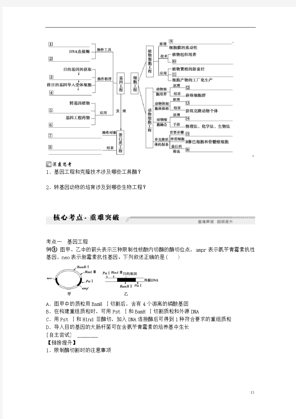 高考生物二轮复习专题讲解练 专题九 现代生物技术