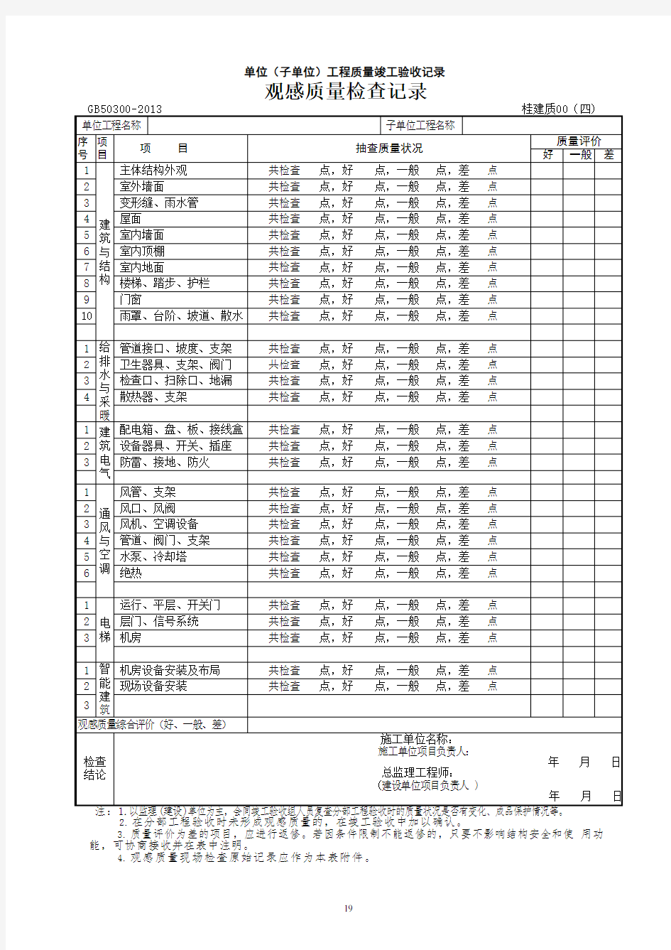 观感质量检查记录(格式)