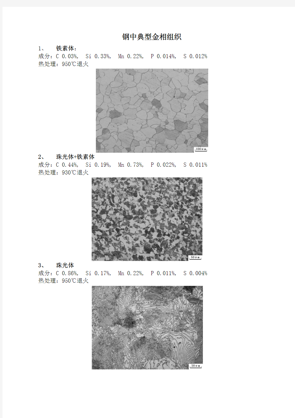 钢中典型金相组织