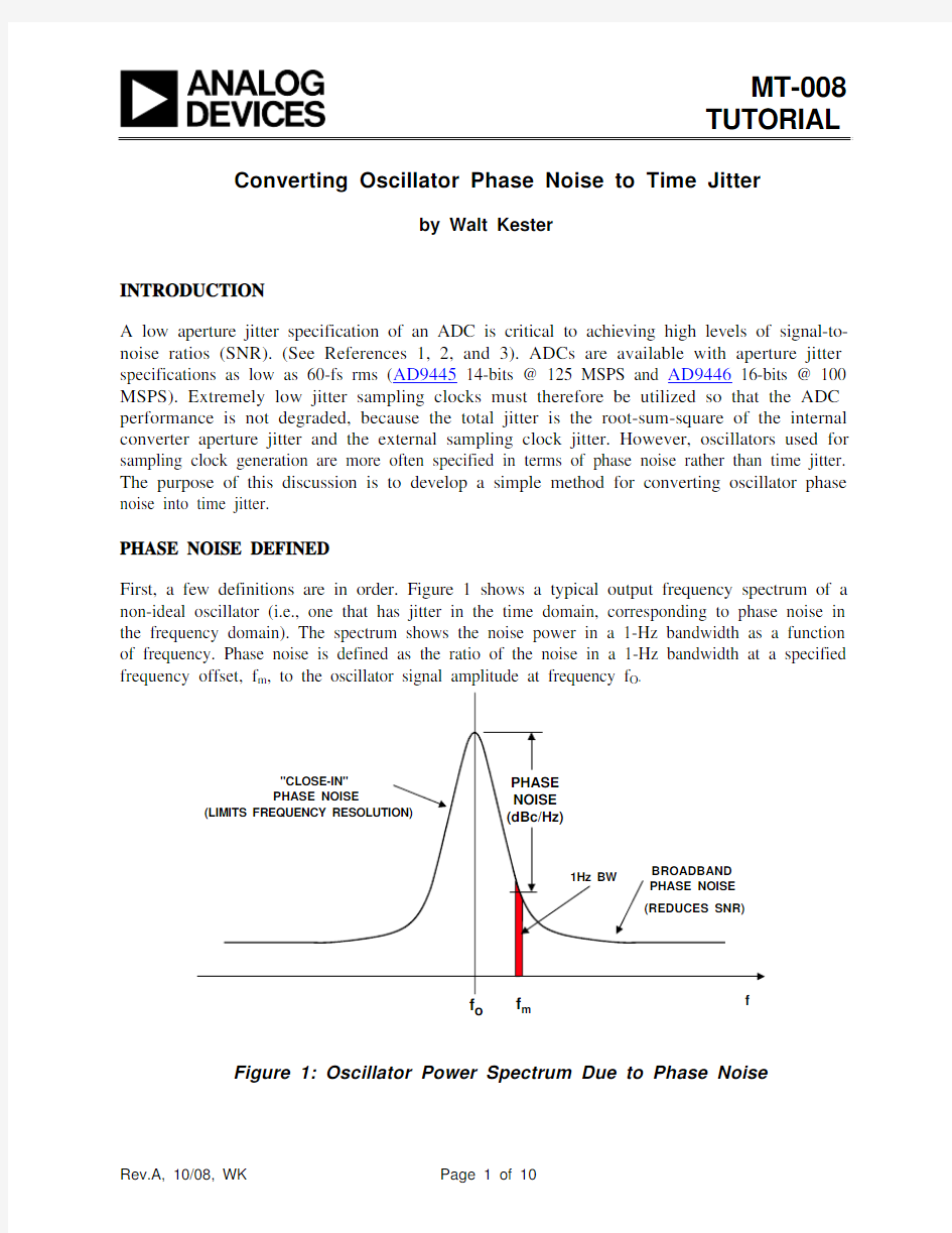 Converting Oscillator Phase Noise to Time Jitter