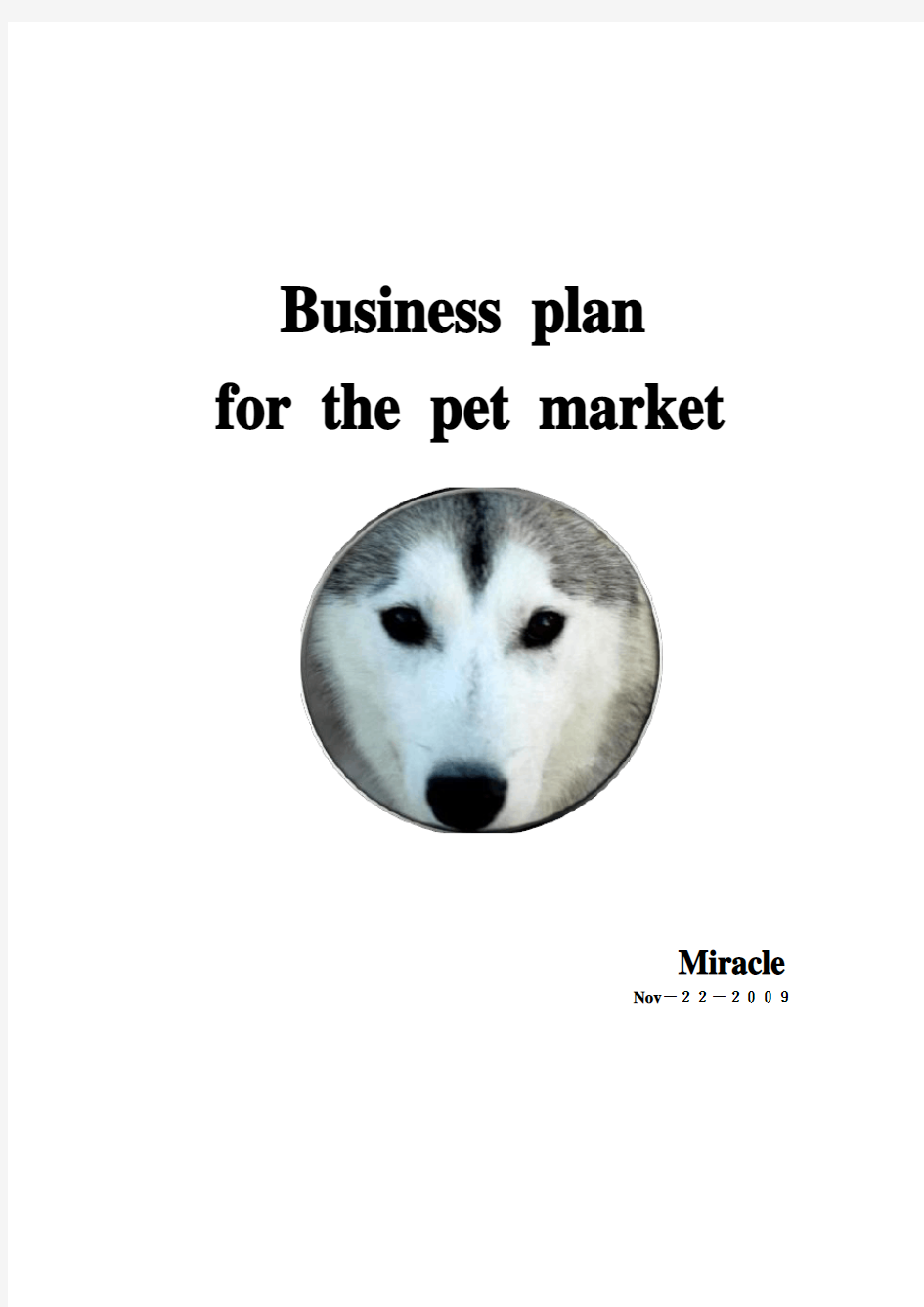 Business plan英文版商业计划书