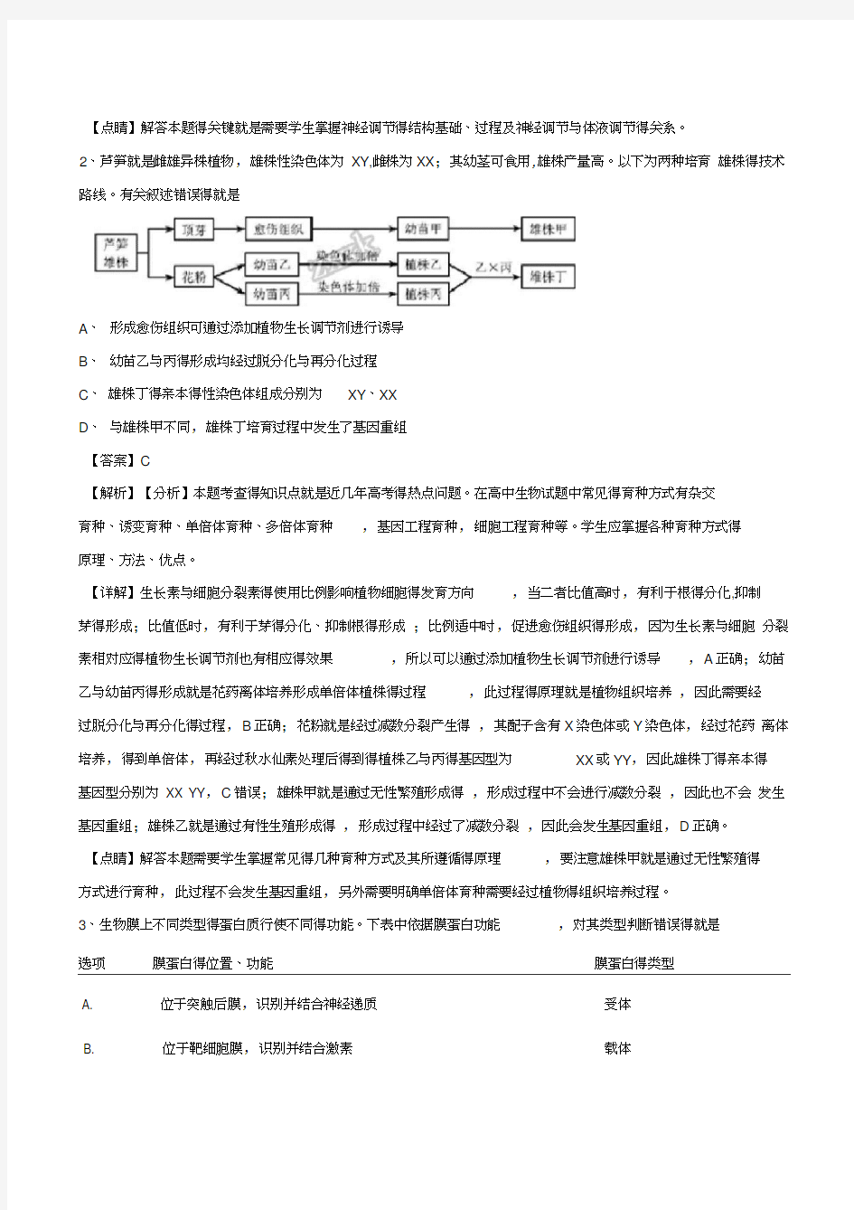 2018年高考天津卷理综试题(解析版)