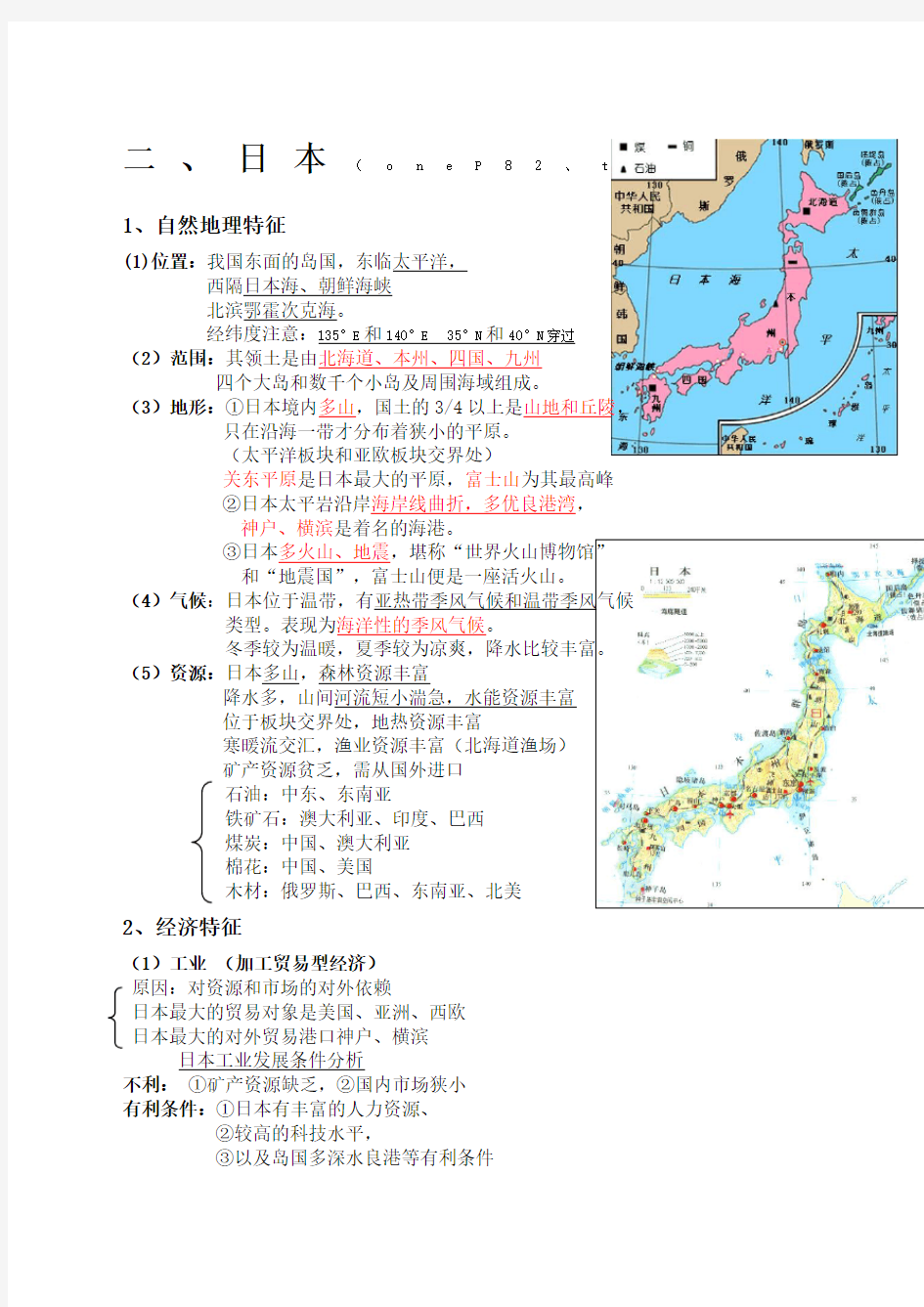 日本区域地理知识总结精华